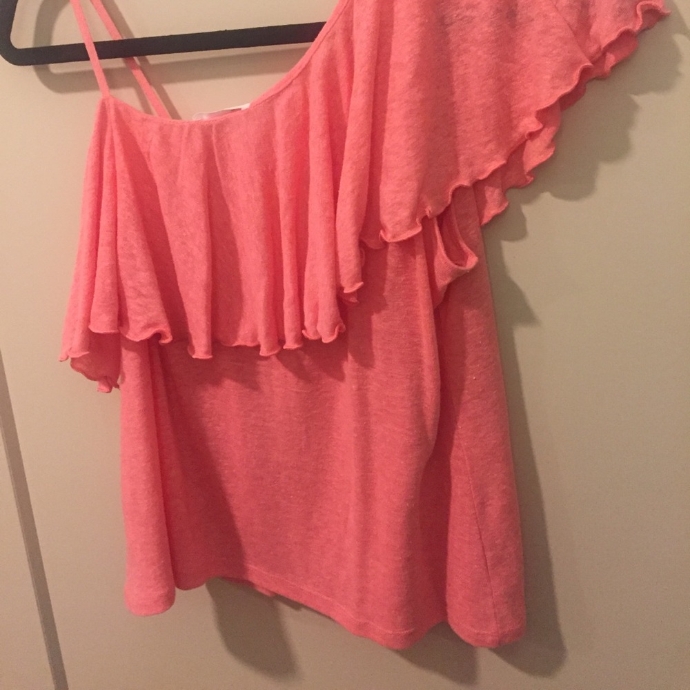 Gap coral pink one shoulder spring blouse size M